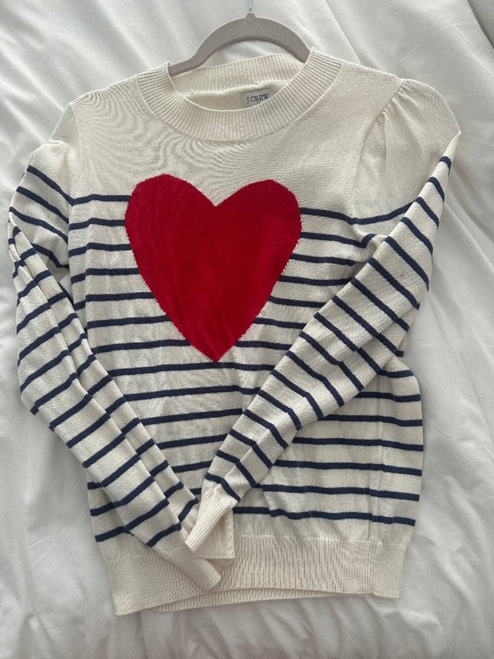 J Crew Factory Puff-sleeve heart sweater